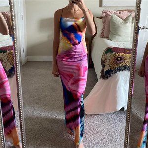 silk Size 4 (fits like a 2) colorful print ASOS Dress